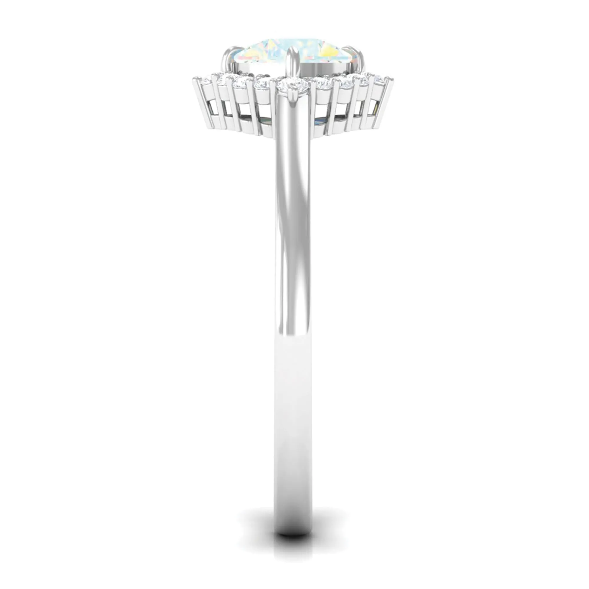 Cushion Cut Ethiopian Opal Halo Engagement Ring with Diamond