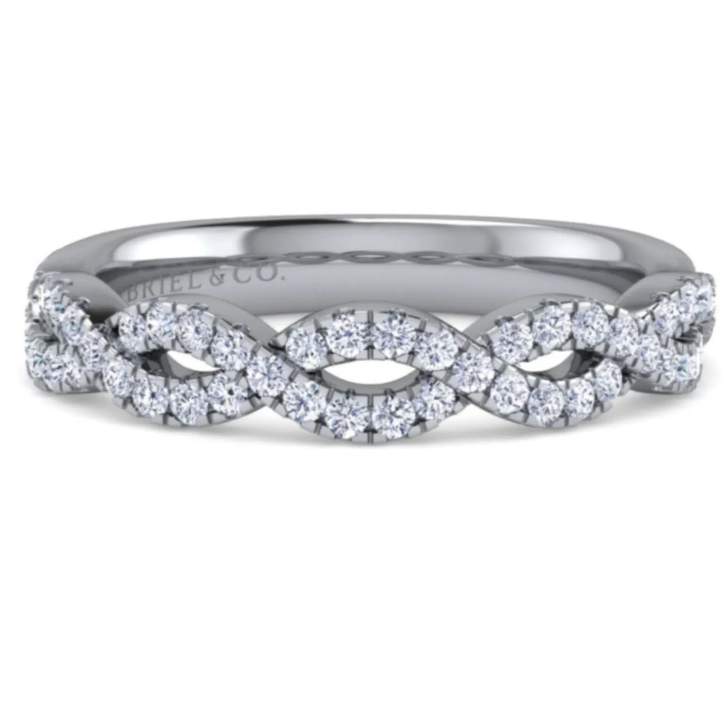 Gabriel & Co. Twist Round Cut Diamond Wedding Band