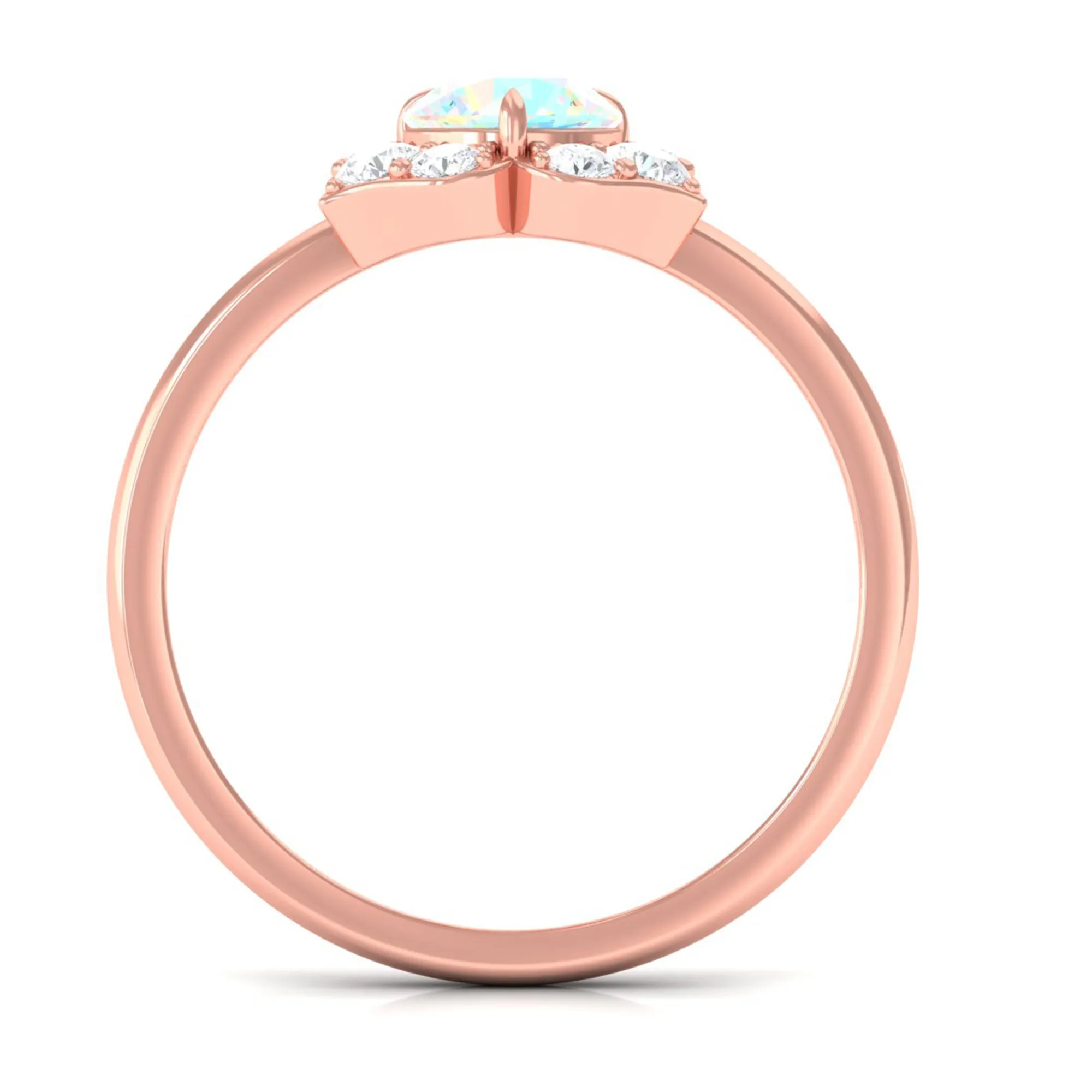 Round Ethiopian Opal Flower Engagement Ring with Diamond